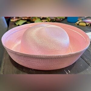 Vintage Pink Straw Hat Mid century Polypropylene NWOT